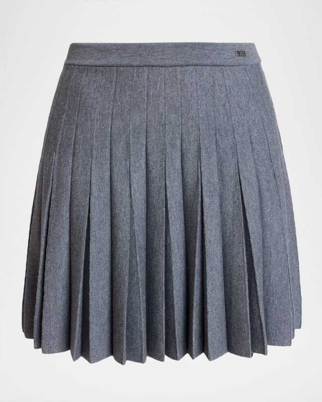 Pleated Knit Mini Skirt